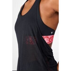 FABLETICS Black Sheer & Pink Snakeskin Ryan Built In Sport Bra Tank II Sz Large